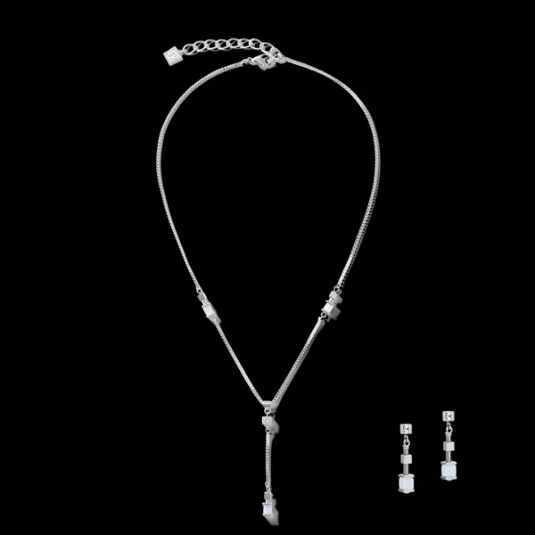 Earrings Y Chain Short Chalcedony & Stainless Steel Silver Light Blue | COEUR DE LION Clearance