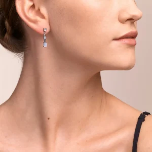 Earrings Y Chain Short Chalcedony & Stainless Steel Silver Light Blue | COEUR DE LION Clearance