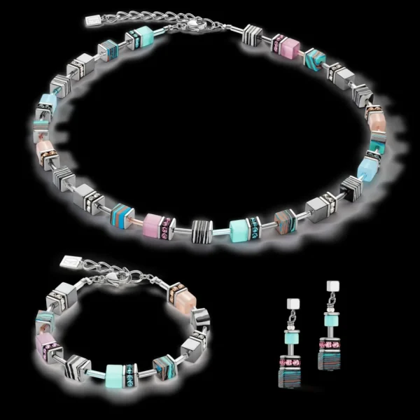 Geocube® Candy Necklace Aqua Pink | COEUR DE LION Clearance
