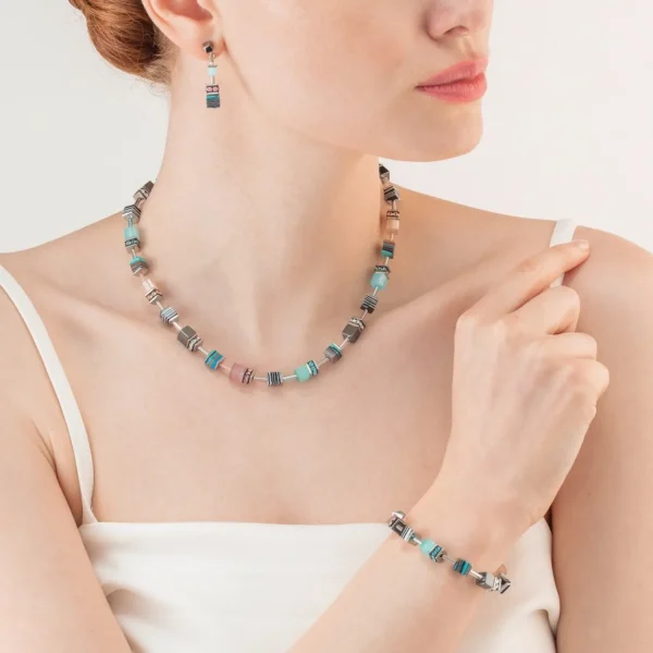 Geocube® Candy Necklace Aqua Pink | COEUR DE LION Clearance