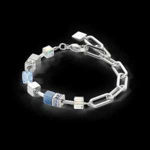 Geocube® Fusion Chain Bracelet Silver Blue | COEUR DE LION Fashion