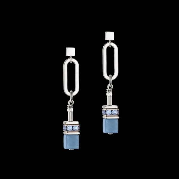 Geocube® Fusion Chain Earrings Silver Blue | COEUR DE LION Cheap