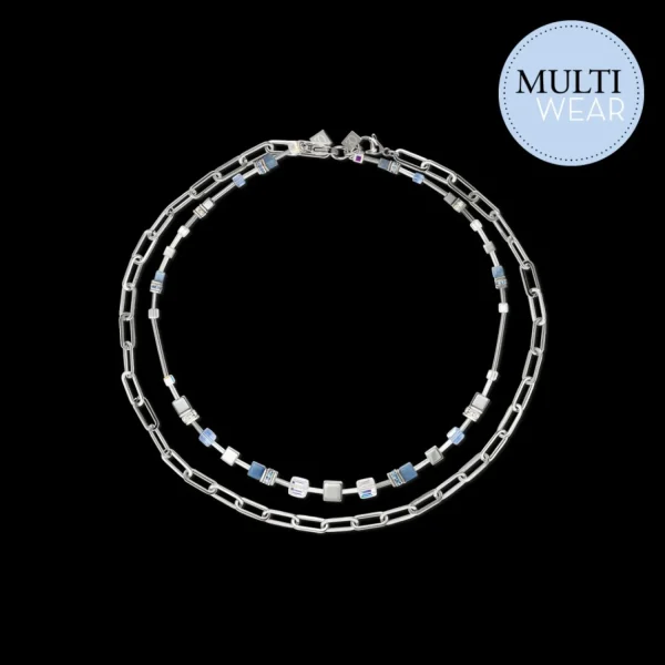 Geocube® Fusion Chain Necklace Silver Blue | COEUR DE LION Hot