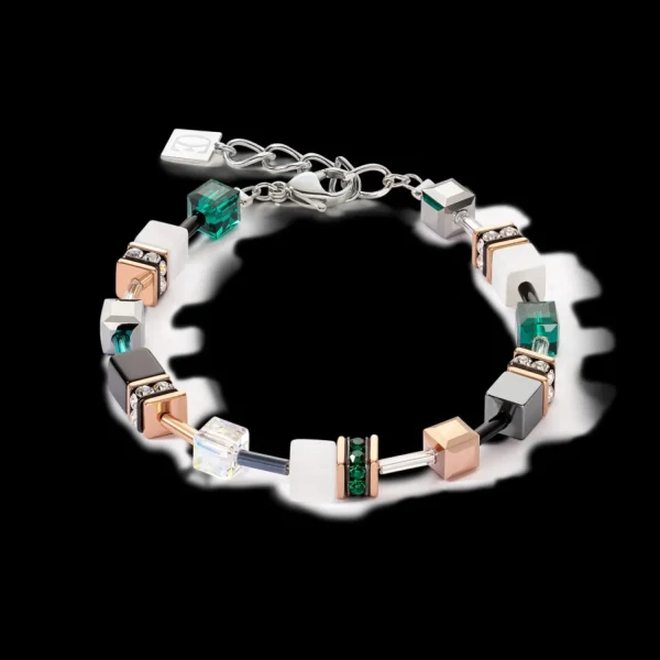 Geocube® Iconic Bracelet Rose Gold White & Dark Green | COEUR DE LION Best