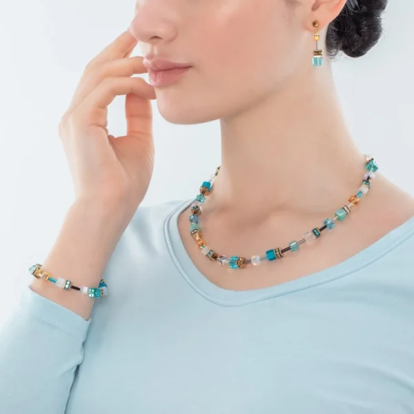 Geocube® Iconic Necklace Gold Turquoise | COEUR DE LION Sale