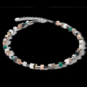 Geocube® Iconic Necklace Rose Gold White & Dark Green | COEUR DE LION Fashion