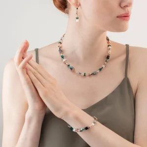 Geocube® Iconic Necklace Rose Gold White & Dark Green | COEUR DE LION Fashion