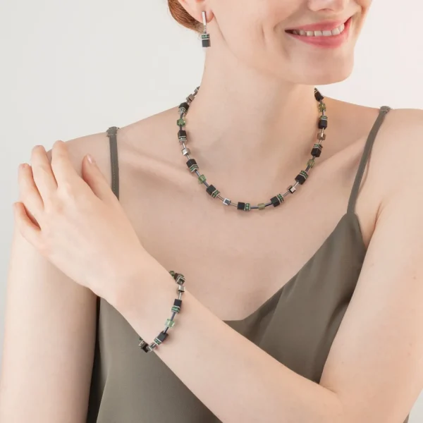 Geocube® Iconic Precious Onyx Bracelet Silver-Sage Green | COEUR DE LION Fashion