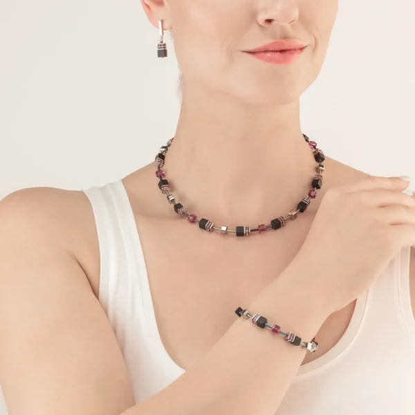 Geocube® Iconic Precious Onyx Bracelet Silver-Amethyste | COEUR DE LION Best