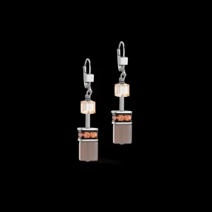 Geocube® Iconic Statement Precious Earrings Cognac-Beige | COEUR DE LION Best Sale