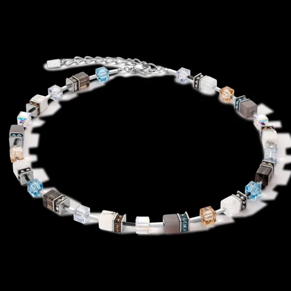 Geocube® Iconic Statement Precious Necklace Aqua-Beige | COEUR DE LION Shop