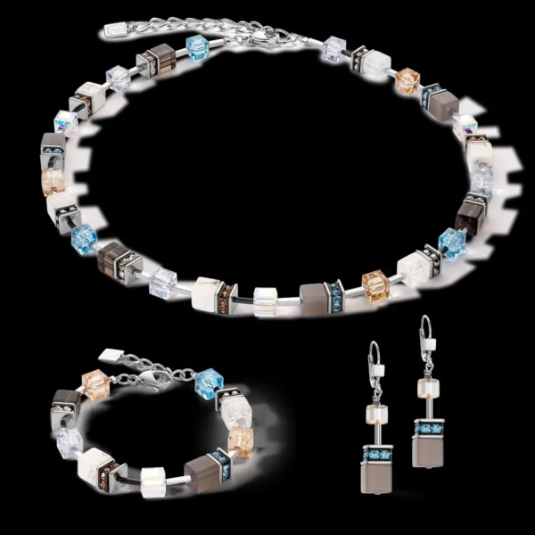 Geocube® Iconic Statement Precious Necklace Aqua-Beige | COEUR DE LION Shop