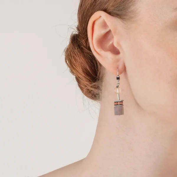 Geocube® Iconic Statement Precious Earrings Cognac-Beige | COEUR DE LION Sale