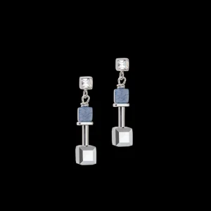 Geocube® Precious & Slider Closure Earrings Silver-Blue | COEUR DE LION Store