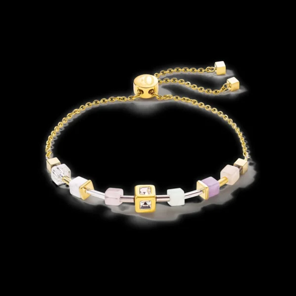 Geocube® Precious & Slider Closure Bracelet Gold Multicolour Pastel | COEUR DE LION Cheap