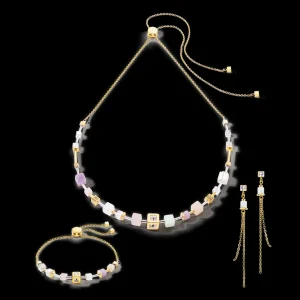 Geocube® Precious & Slider Closure Necklace Gold Multicolour Pastel | COEUR DE LION Online