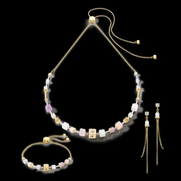 Geocube® Precious & Slider Closure Necklace Gold Multicolour Pastel | COEUR DE LION Flash Sale