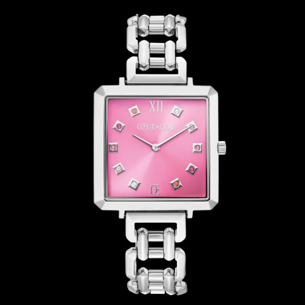 Gift Set Watch Iconic Cube Viva Magenta Silver & Geocube® Iconic Bracelet Viva Magenta | COEUR DE LION Best Sale