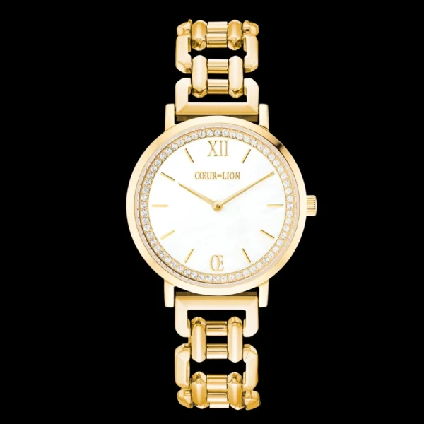 Gift Set Watch Round Sparkling Mother-Of-Pearl & Bracelet Drops Gold | COEUR DE LION Flash Sale