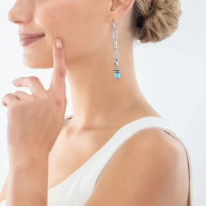 Happy Iconic Cube Charm Earrings Silver Pastel | COEUR DE LION Clearance