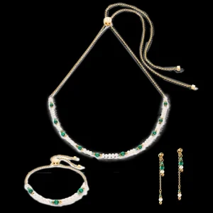 Harmony Multiwear Earrings Freshwater Pearls & Malachite Gold | COEUR DE LION Store