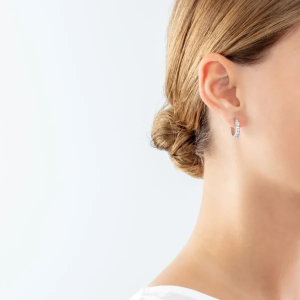 Hoop Earrings 15 Stainless Steel & Crystals Silver Crystal | COEUR DE LION Clearance