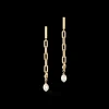 Modern Chain Earrings With Freshwater Pearl Charms Gold | COEUR DE LION Best