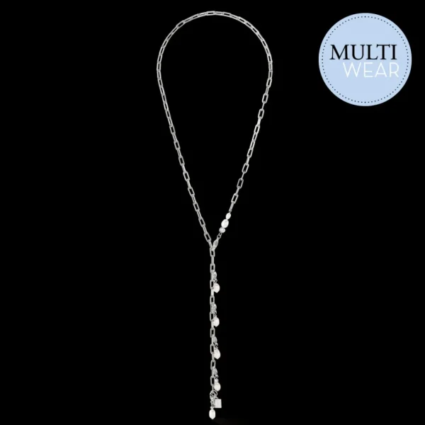 Modern Chain Necklace With Freshwater Pearl Charms Silver | COEUR DE LION Discount