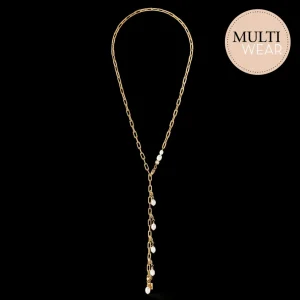 Modern Chain Necklace With Freshwater Pearl Charms Gold | COEUR DE LION New