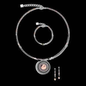 Necklace Amulet Small Crystals & Striped Onyx Grey-Crystal | COEUR DE LION Hot