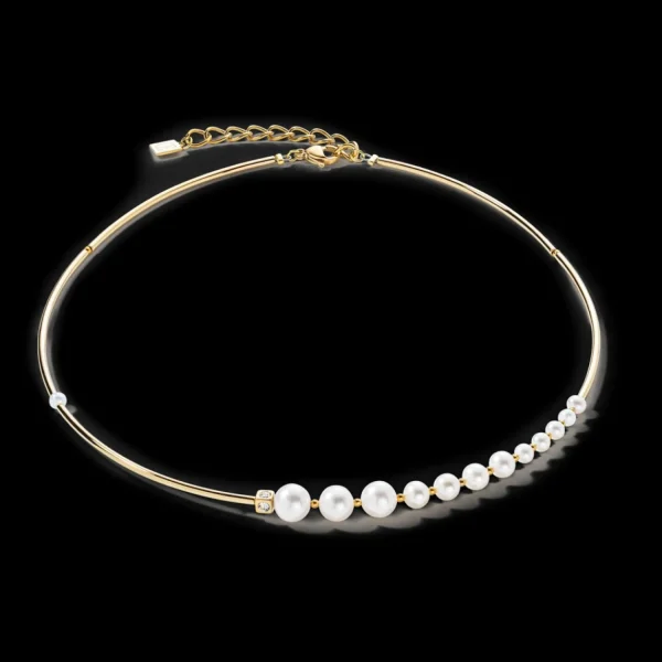 Necklace Asymmetry Freshwater Pearls & Stainless Steel White-Gold | COEUR DE LION Outlet