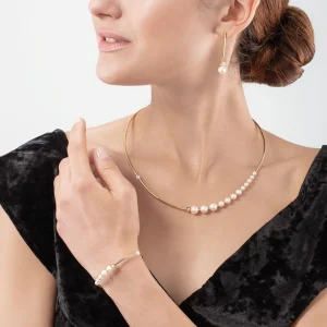 Necklace Asymmetry Freshwater Pearls & Stainless Steel White-Gold | COEUR DE LION Outlet