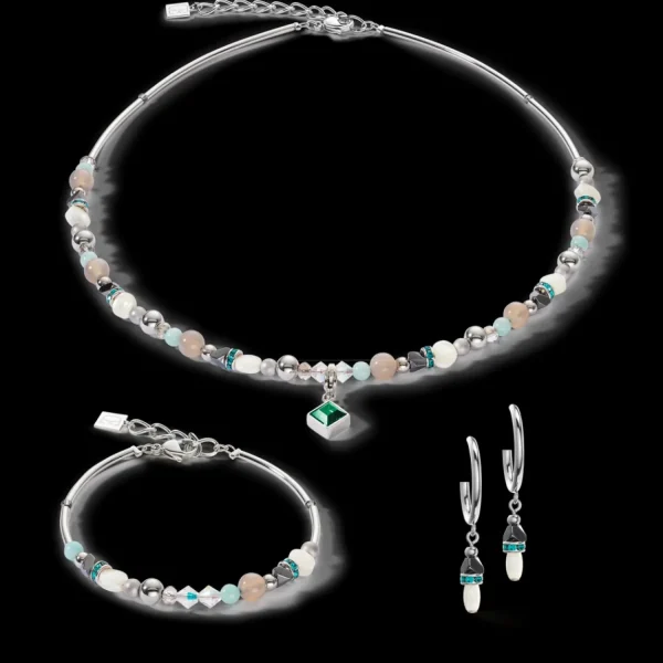 Necklace Brilliant Square Interchangeable Pendant Precious Dark Green | COEUR DE LION Fashion