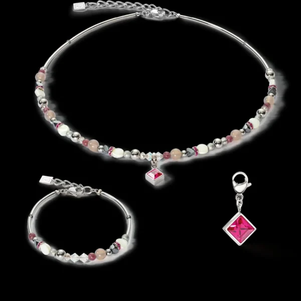Necklace Brilliant Square Interchangeable Pendant Precious Pink | COEUR DE LION Cheap