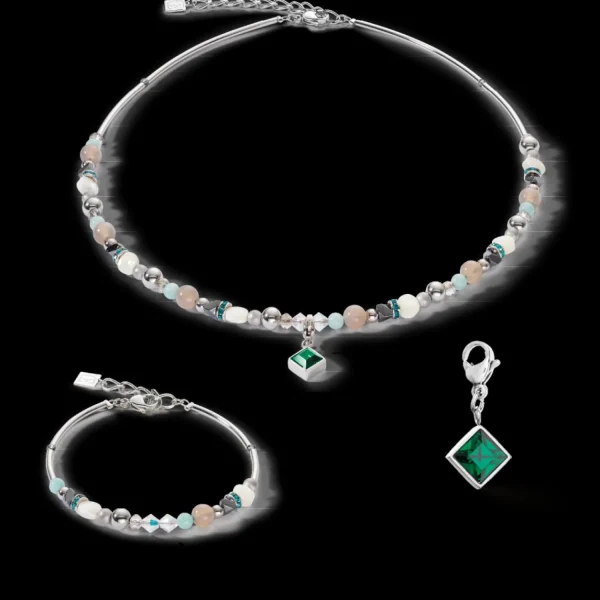 Necklace Brilliant Square Interchangeable Pendant Precious Dark Green | COEUR DE LION Fashion