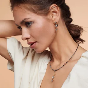Necklace Brilliant Square Trilogy Interchangeable Pendant Tricolor | COEUR DE LION Discount