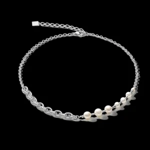 Necklace Classic & Modern Freshwater Pearls & Stainless Steel Chain White-Silver | COEUR DE LION Sale