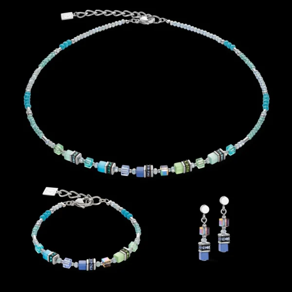 Necklace Cube Story Sparkling Blue-Green | COEUR DE LION Outlet