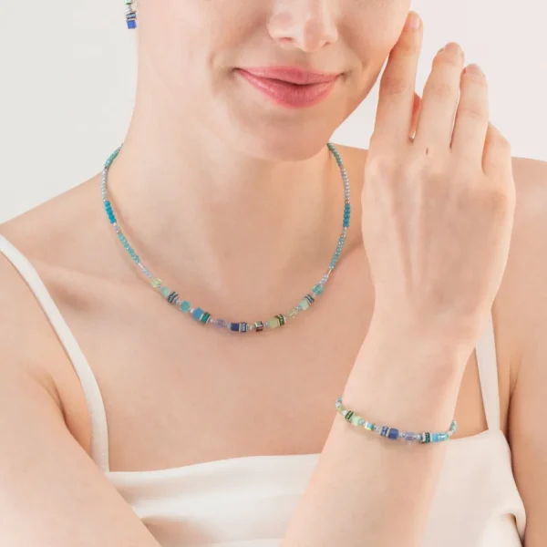 Necklace Cube Story Sparkling Blue-Green | COEUR DE LION Outlet