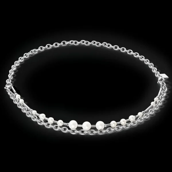 Necklace Freshwater Pearls & Chain Multiwear Silver | COEUR DE LION Store