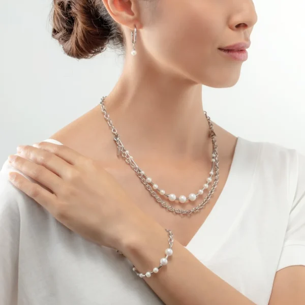 Necklace Freshwater Pearls & Chain Multiwear Silver | COEUR DE LION Store