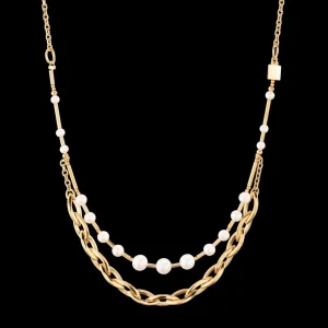 Necklace Freshwater Pearls & Chunky Chain Navette Multiwear White-Gold | COEUR DE LION Sale