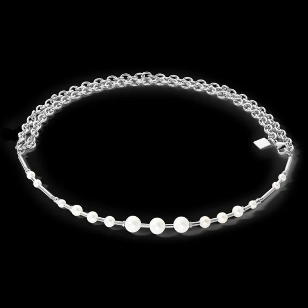 Necklace Freshwater Pearls & Chain Multiwear Silver | COEUR DE LION Store