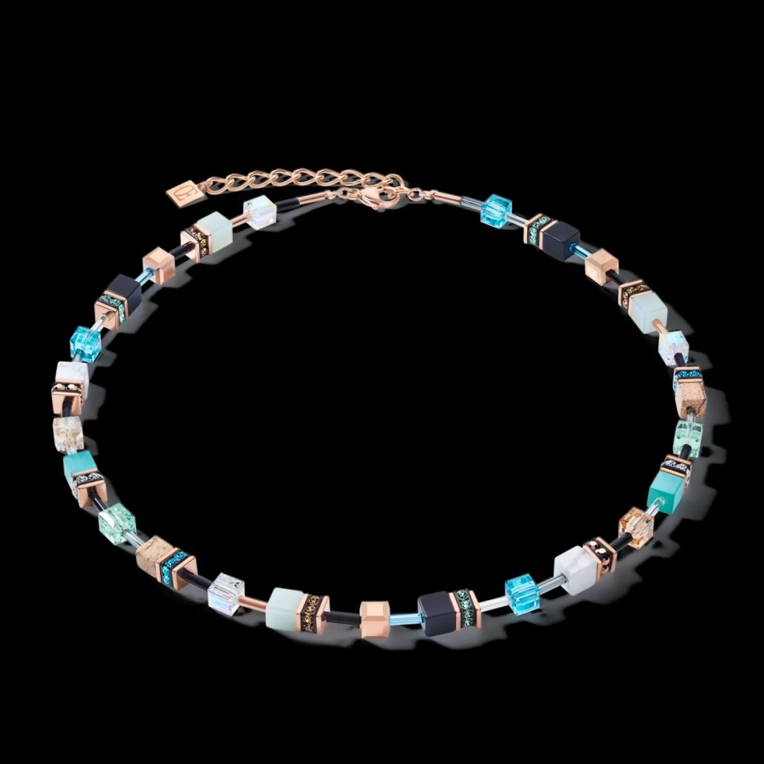 necklace_geocube_crystals_0-1.webp Necklace Geocube® Crystals & Gemstones Aqua-Beige | COEUR DE LION Shop