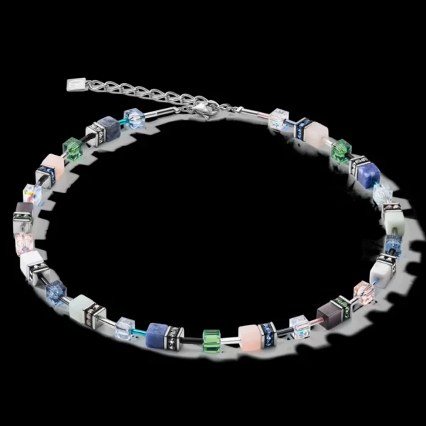 Necklace Geocube® Crystals & Gemstones Blue-Green | COEUR DE LION Flash Sale