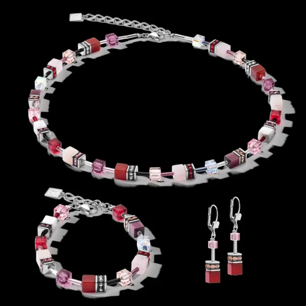 Necklace Geocube® Crystals & Gemstones Red-Purple | COEUR DE LION Hot