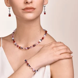 Necklace Geocube® Crystals & Gemstones Red-Purple | COEUR DE LION Hot