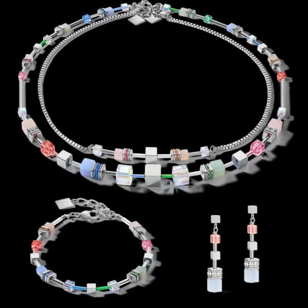 Necklace Geocube® Multitask 4-In-1 Summer Multi Pastel-Silver | COEUR DE LION Fashion