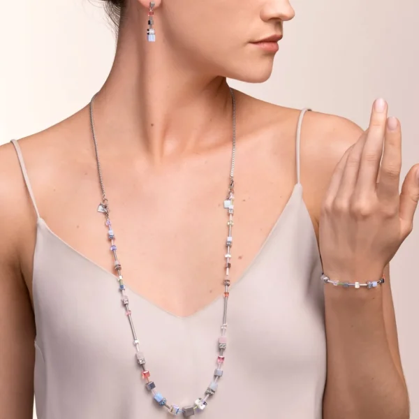 Necklace Geocube® Multitask 4-In-1 Summer Multi Pastel-Silver | COEUR DE LION Online