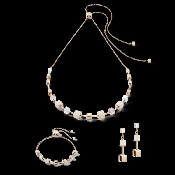 Necklace Geocube® Pink Aventurine Delicate Chain Rose Gold-Peach | COEUR DE LION Best